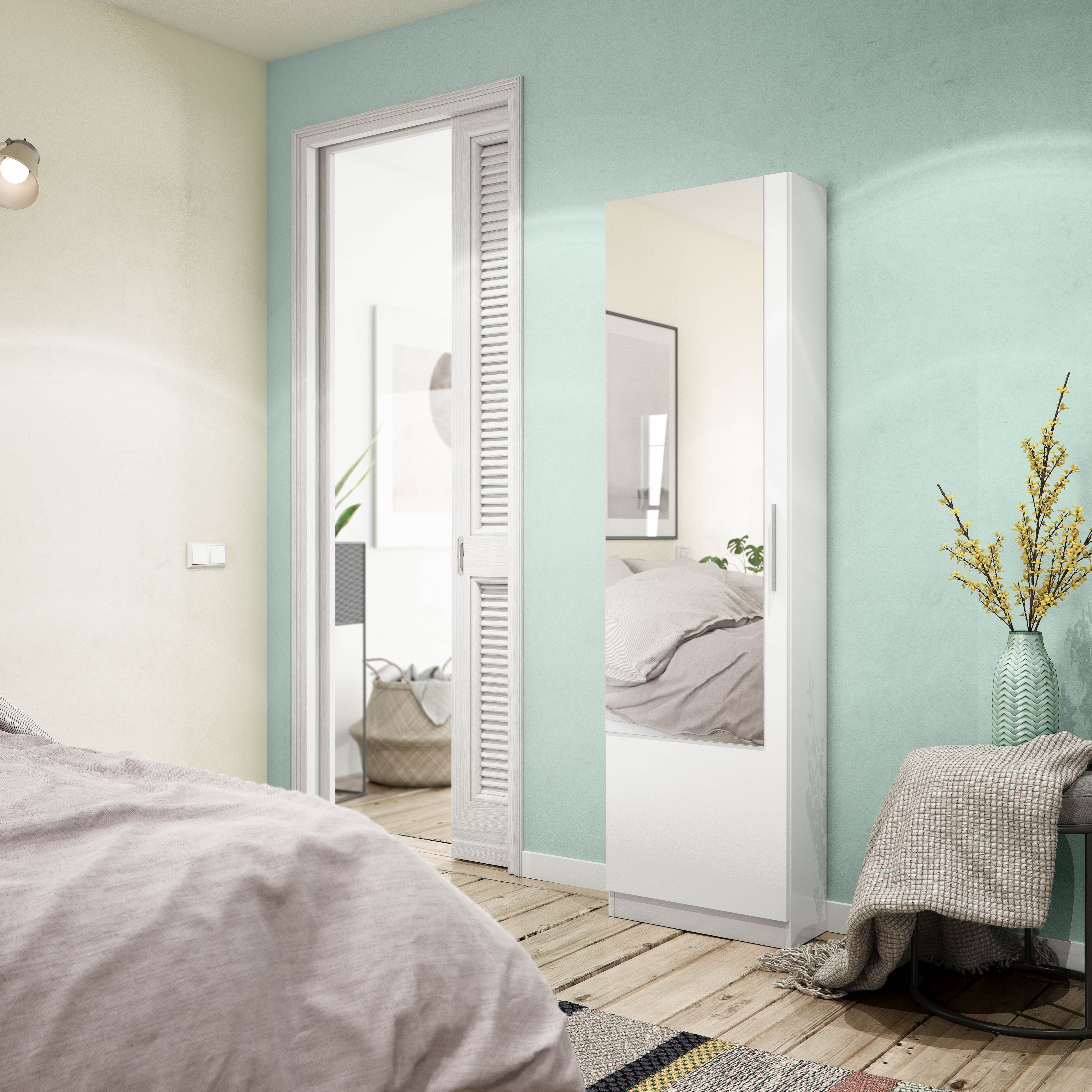 Mueble Zapatero 1 Puerta + Espejo Blanco-2