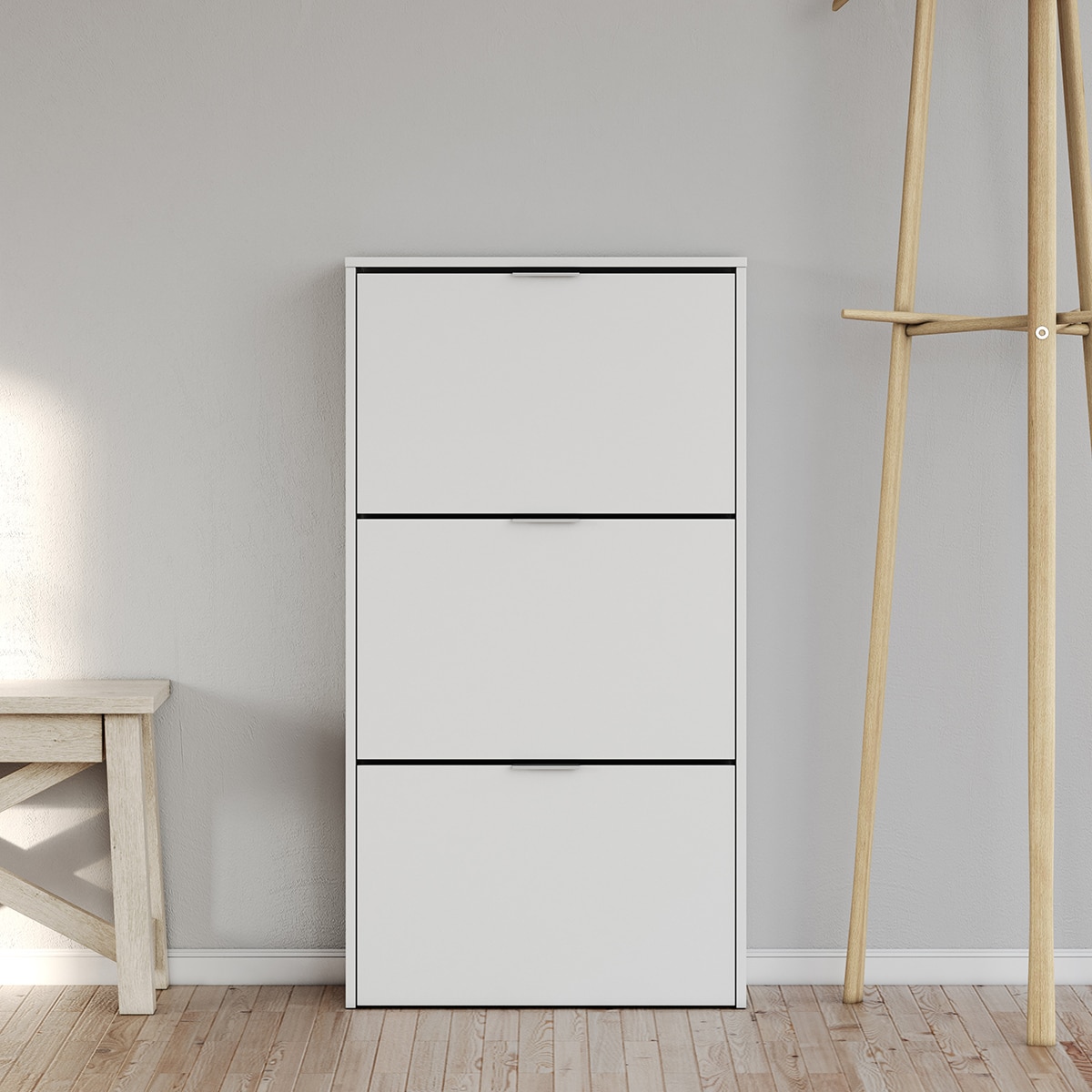 Sapateiro 3 Compartimentos - Lacado Blanco Brilhante Branco-2