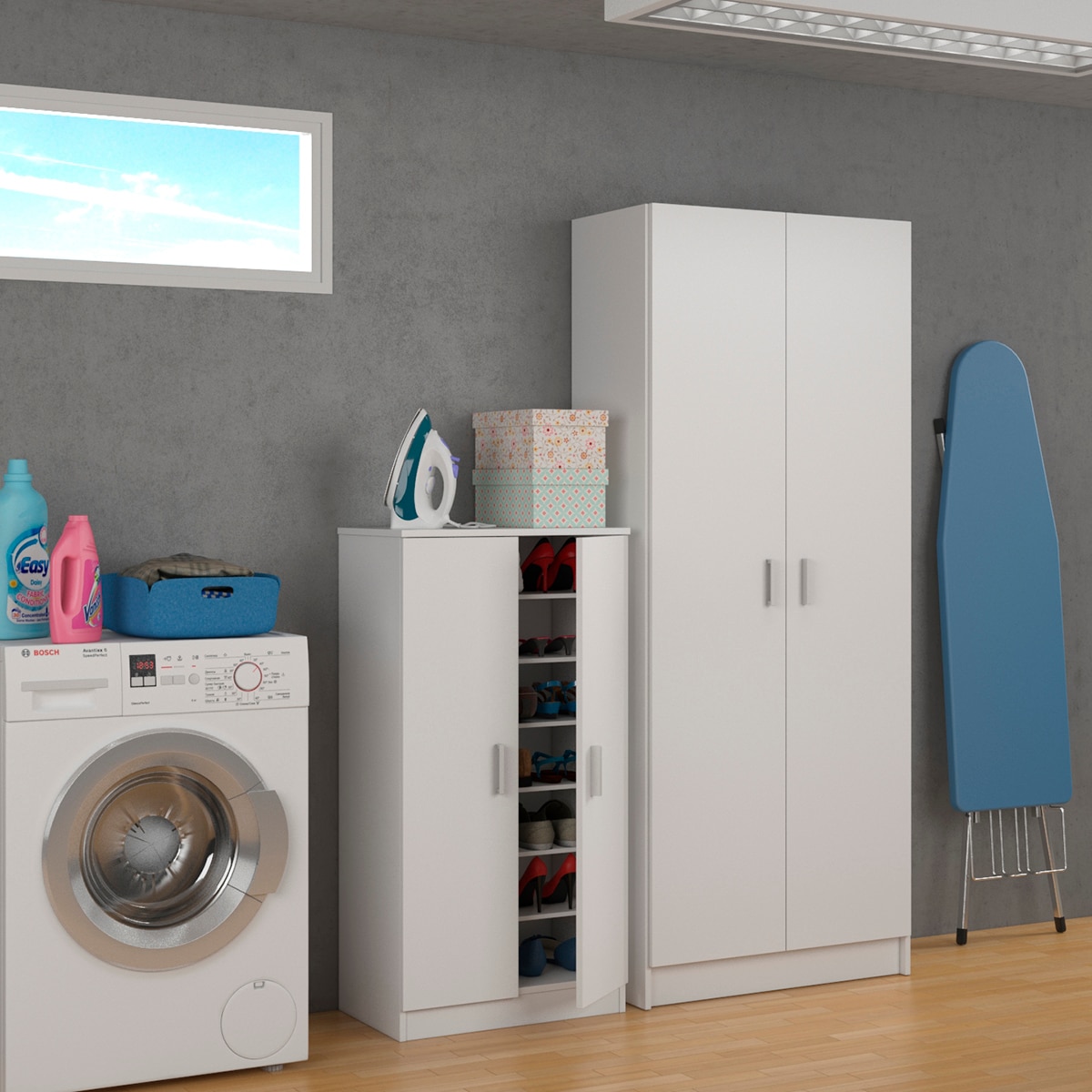 Sapateiro de 2 Portas com Acabamento - Branco Branco-4