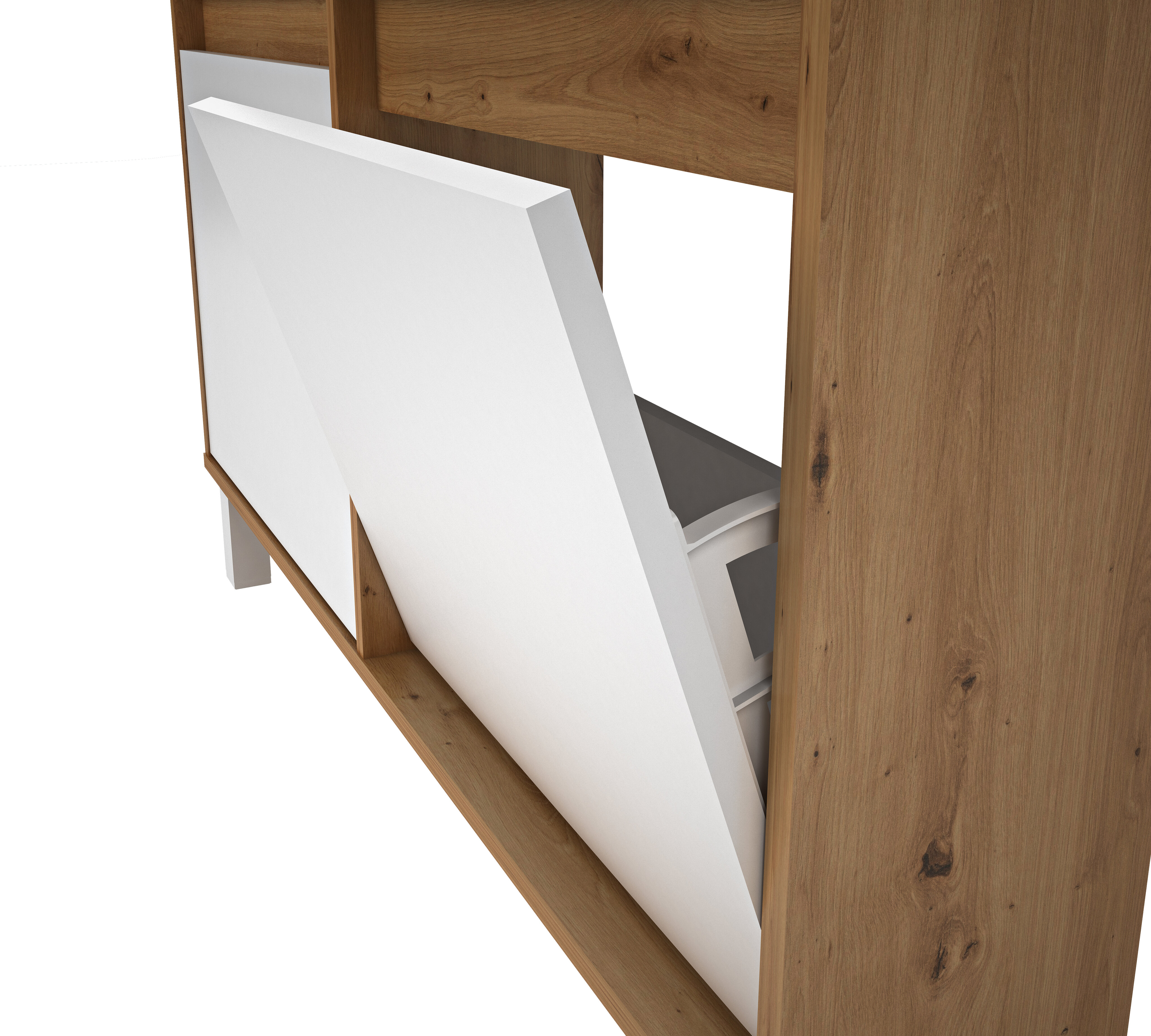 Zapatero Melamina Fondo Reducido 4 Trampones - 8 Pares Madera / Blanco-4