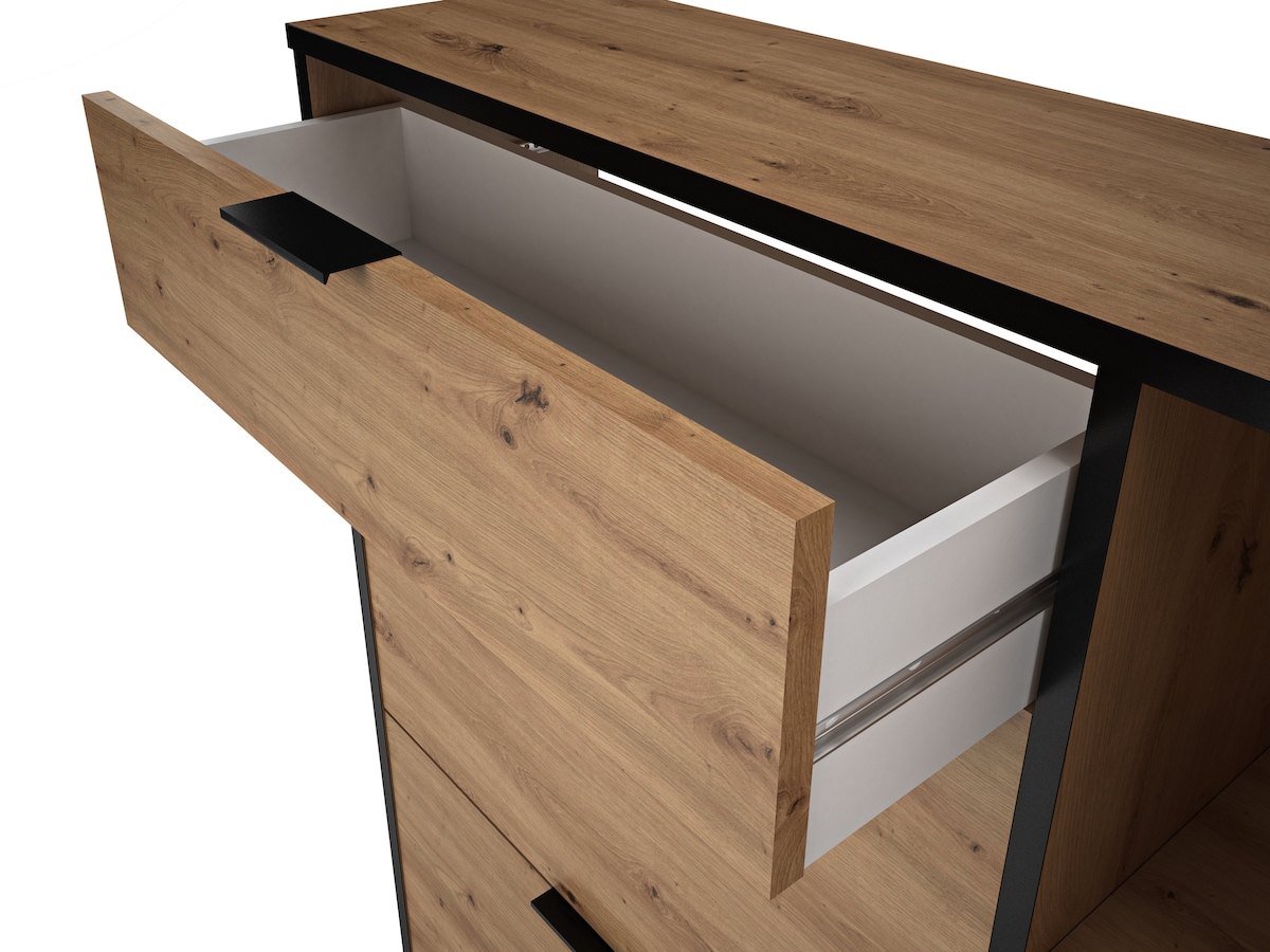 Sapateira de Melamina 2 Compartimentos + 1 Gaveta + 3 Prateleiras - 10 Pares Madeira/Preto-5