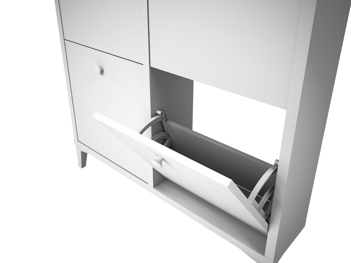 Sapateira de Melamina com Fundo Reduzido 4 Compartimentos - 8 Pares Branco-2