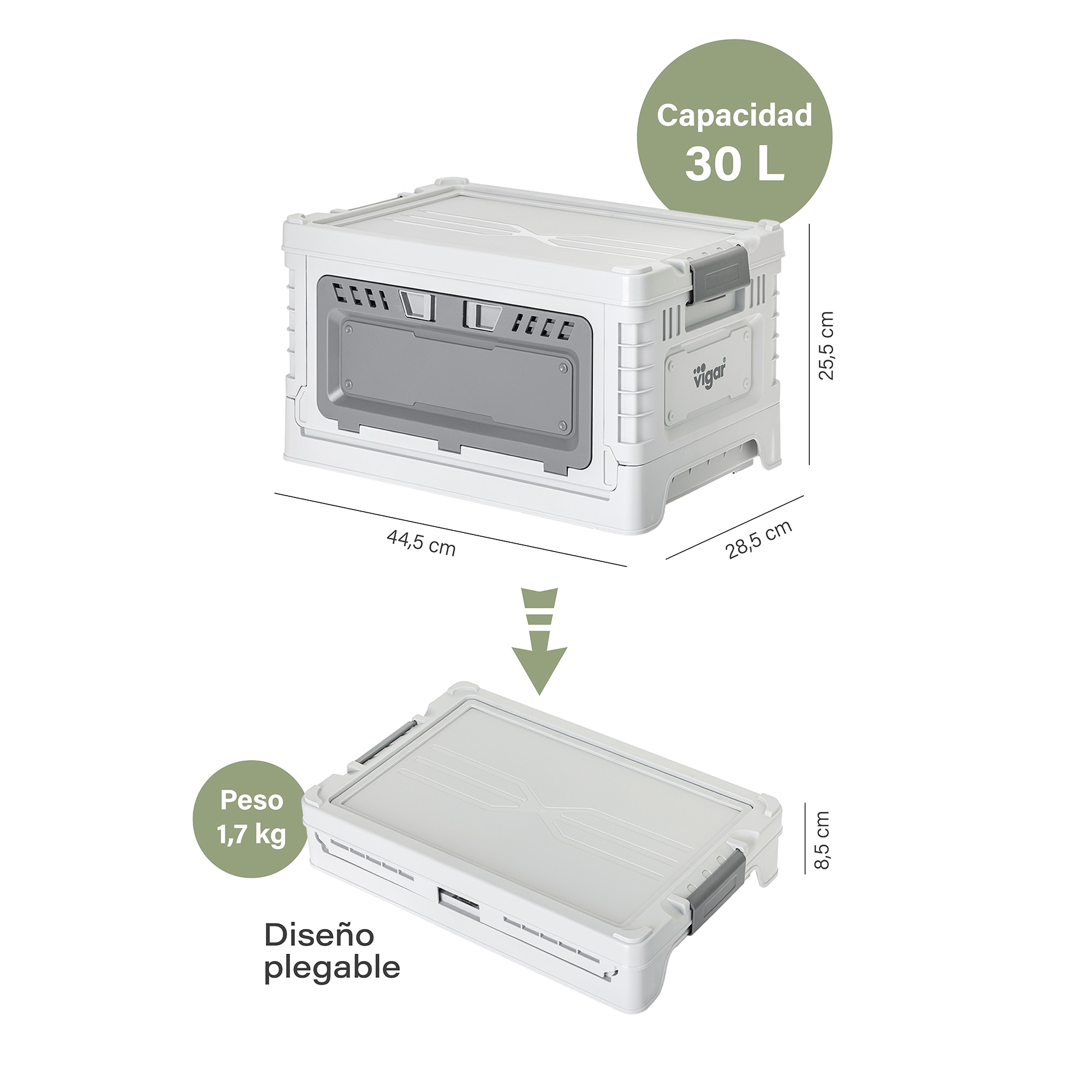 Caja 30 litros Compact Plegable Versatil Gris-4