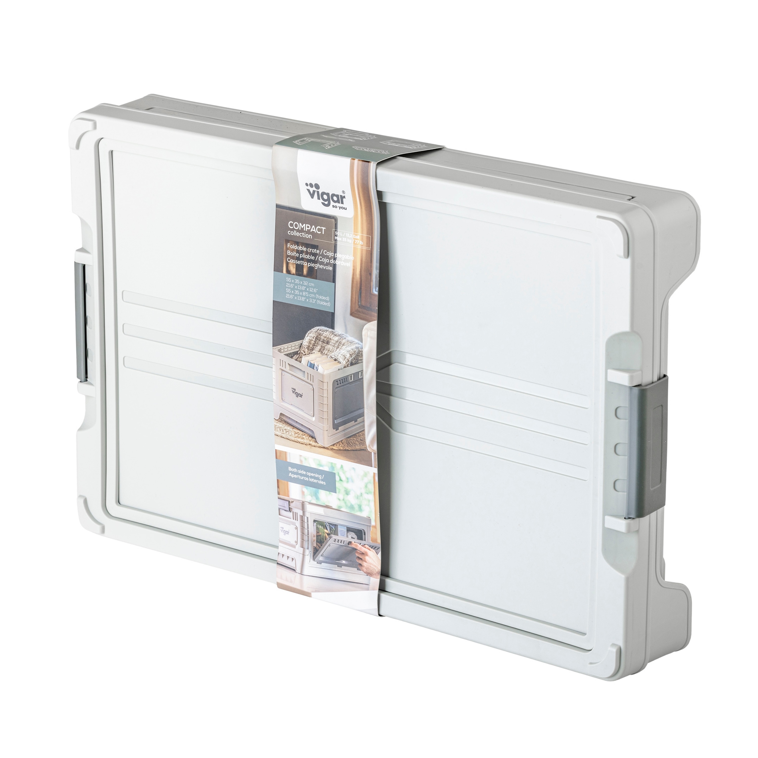 Caixa 30 Litros Compact Dobrável e Versátil Cinzento-4