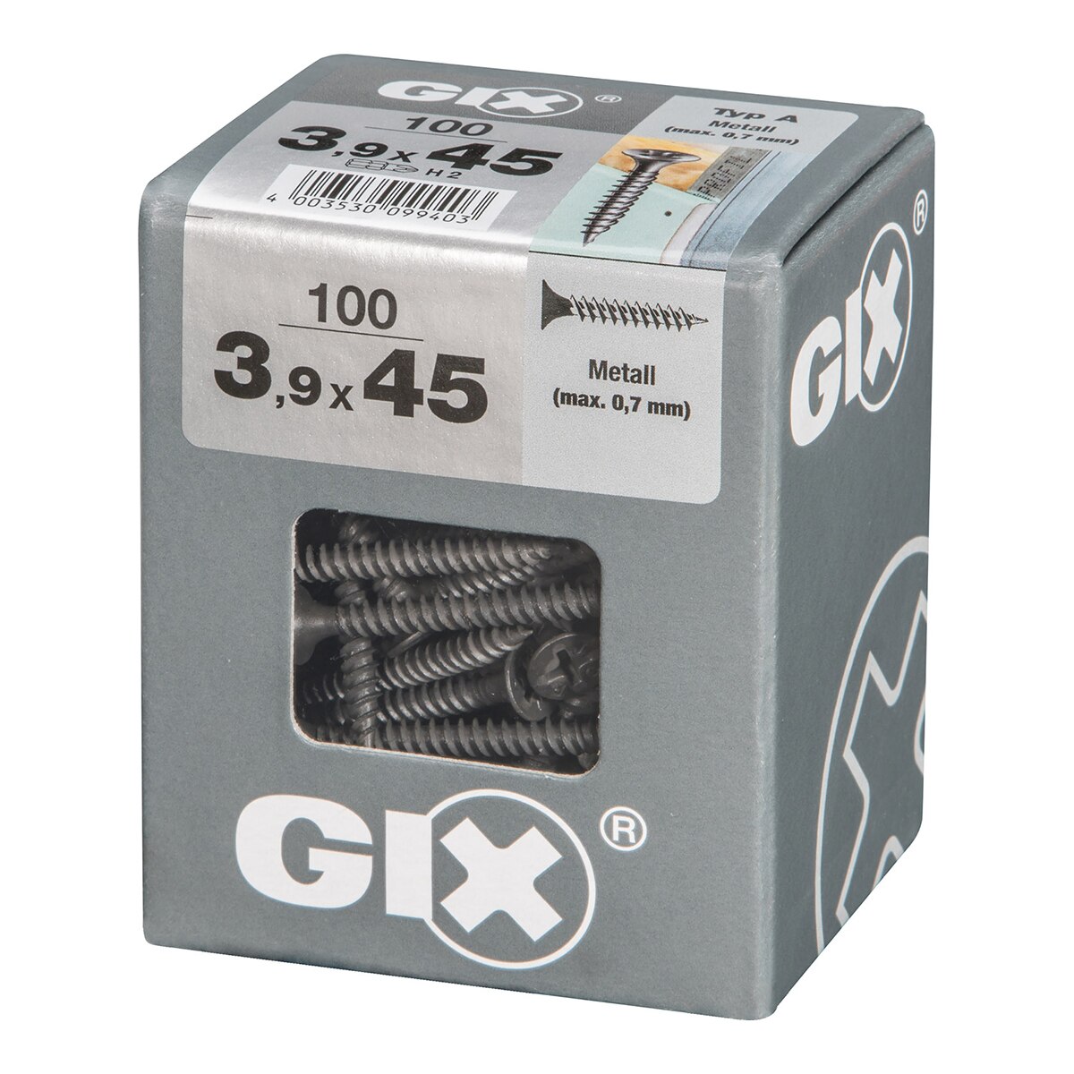 Tornillo Pladur GIX Fosfatado Ø3,9 x 45 mm - Caja 100 Uds Negro-3