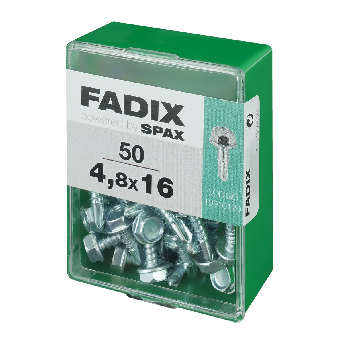 Tornillo Roscachapa Cabeza Hexagonal Ø4,8 x 16 mm - Caja 50 Uds Zincado-2