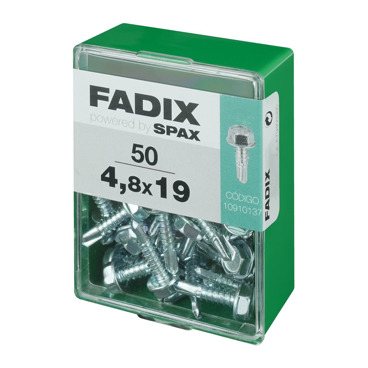 Tornillo Roscachapa Cabeza Hexagonal Ø4,8 x 19 mm - Caja 50 Uds Zincado-2