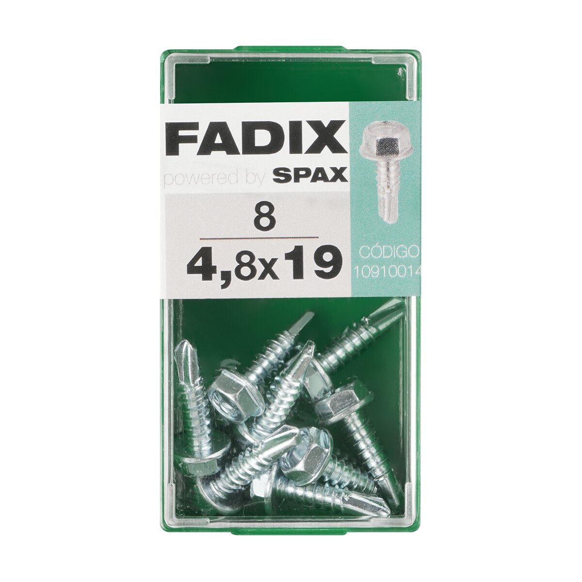 Imagen 0 de Tornillo Roscachapa Cabeza Hexagonal Ø4,8 x 19 mm - Caja 8 Uds