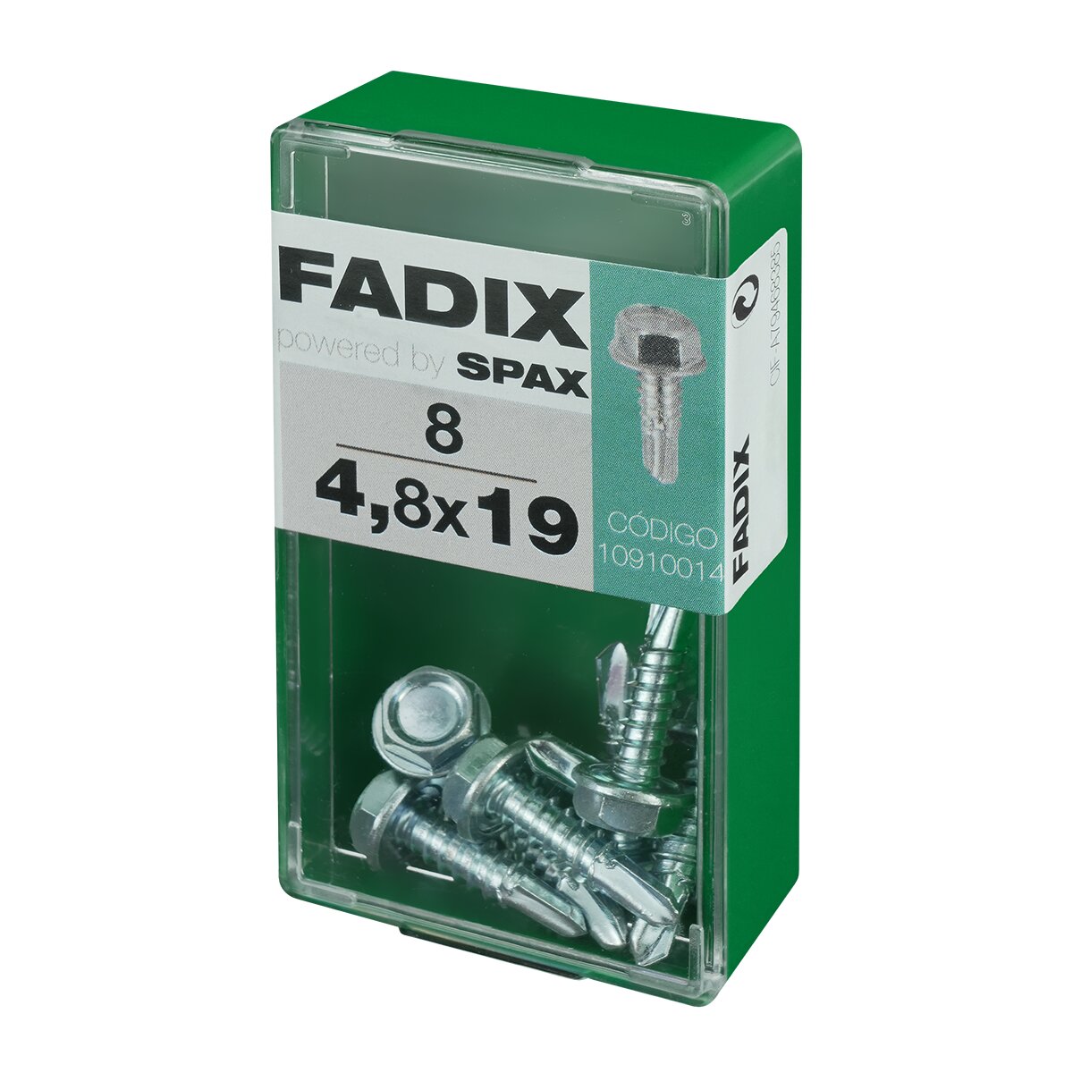 Tornillo Roscachapa Cabeza Hexagonal Ø4,8 x 19 mm - Caja 8 Uds Zincado-2