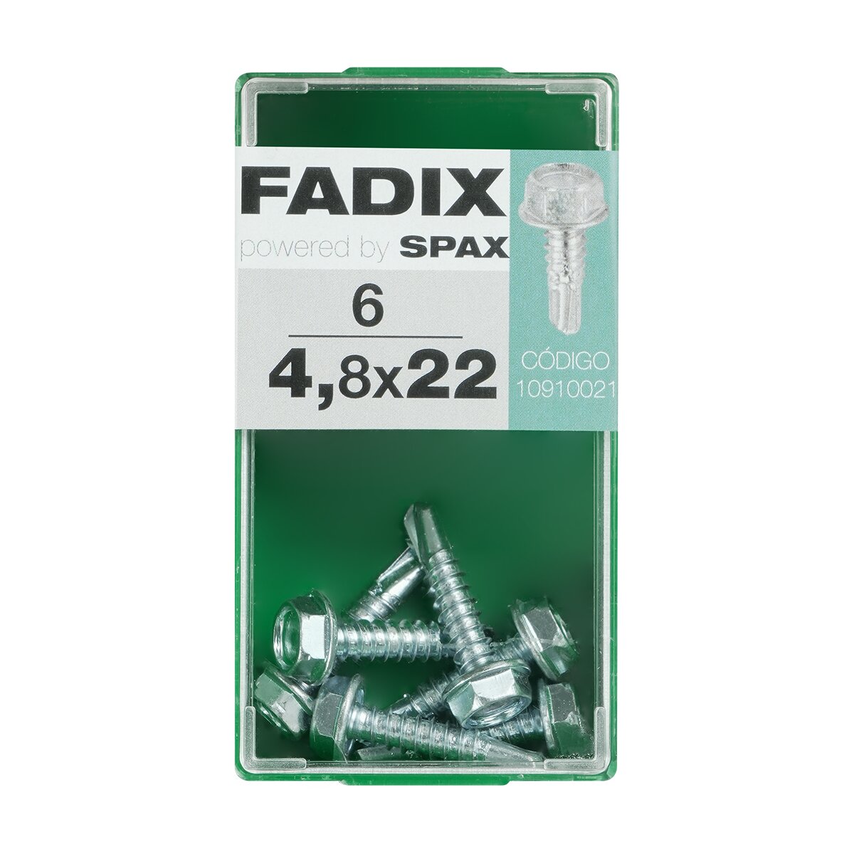 Imagen 0 de Tornillo Roscachapa Cabeza Hexagonal Ø4,8 x 22 mm - Caja 6 Uds