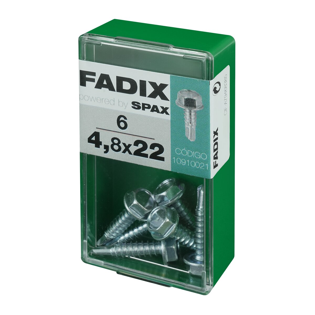 Tornillo Roscachapa Cabeza Hexagonal Ø4,8 x 22 mm - Caja 6 Uds Zincado-2
