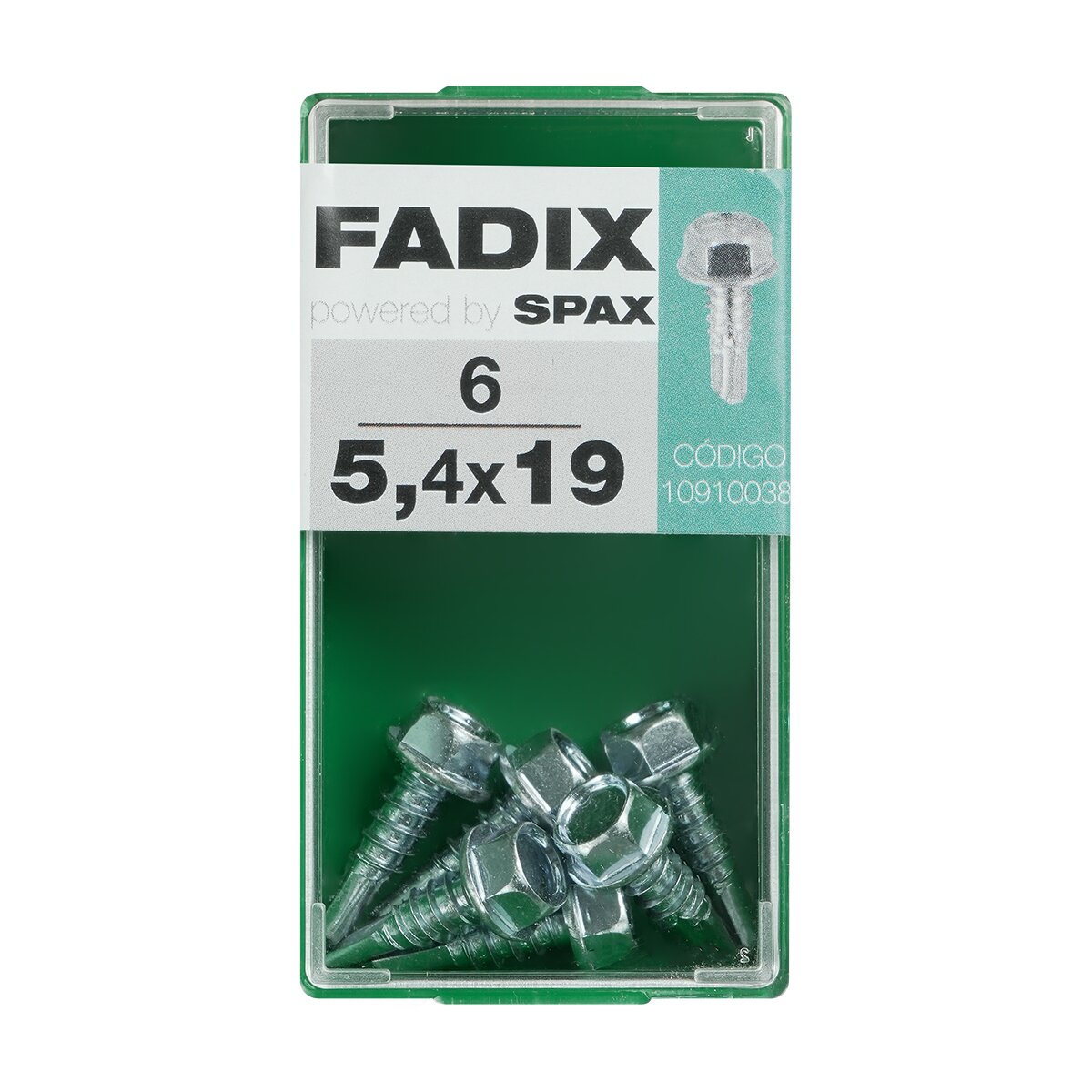 Imagen 0 de Tornillo Roscachapa Cabeza Hexagonal Ø5,4 x 19 mm - Caja 6 Uds