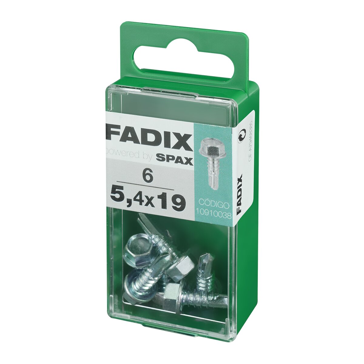 Tornillo Roscachapa Cabeza Hexagonal Ø5,4 x 19 mm - Caja 6 Uds Zincado-2