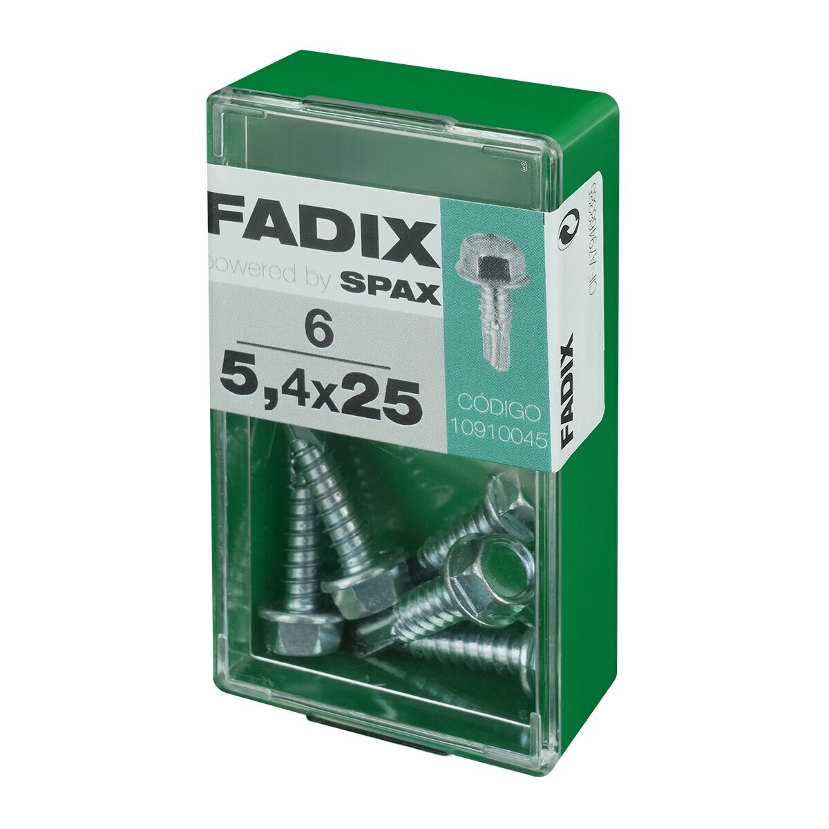 Tornillo Roscachapa Cabeza Hexagonal Ø5,4 x 25 mm - Caja 6 Uds Zincado-2