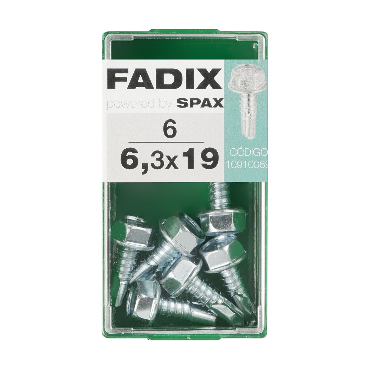 Imagen 0 de Tornillo Roscachapa Cabeza Hexagonal Ø6,3 x 19 mm - Caja 6 Uds