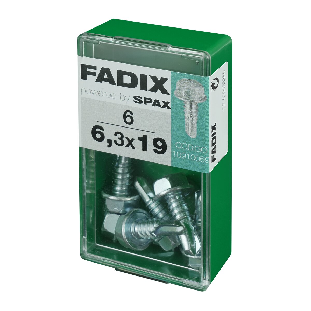 Tornillo Roscachapa Cabeza Hexagonal Ø6,3 x 19 mm - Caja 6 Uds Zincado-2