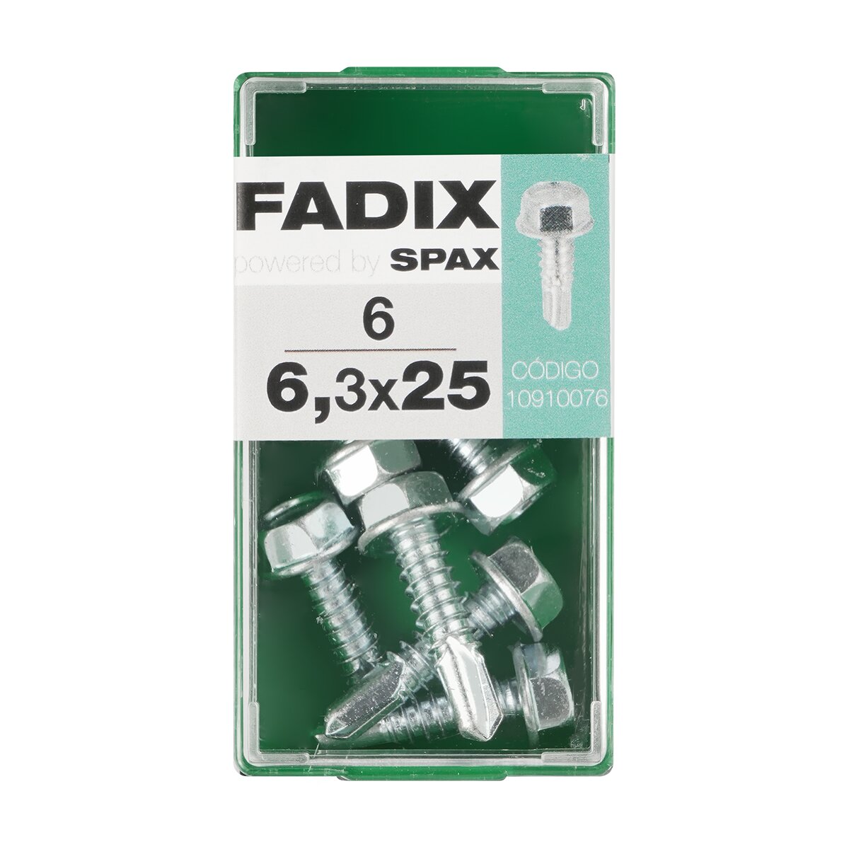 Imagen 0 de Tornillo Roscachapa Cabeza Hexagonal Ø6,3 x 25 mm - Caja 6 Uds