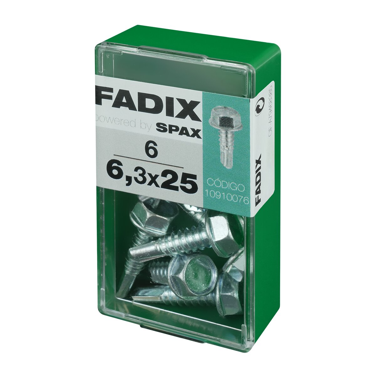 Tornillo Roscachapa Cabeza Hexagonal Ø6,3 x 25 mm - Caja 6 Uds Zincado-2