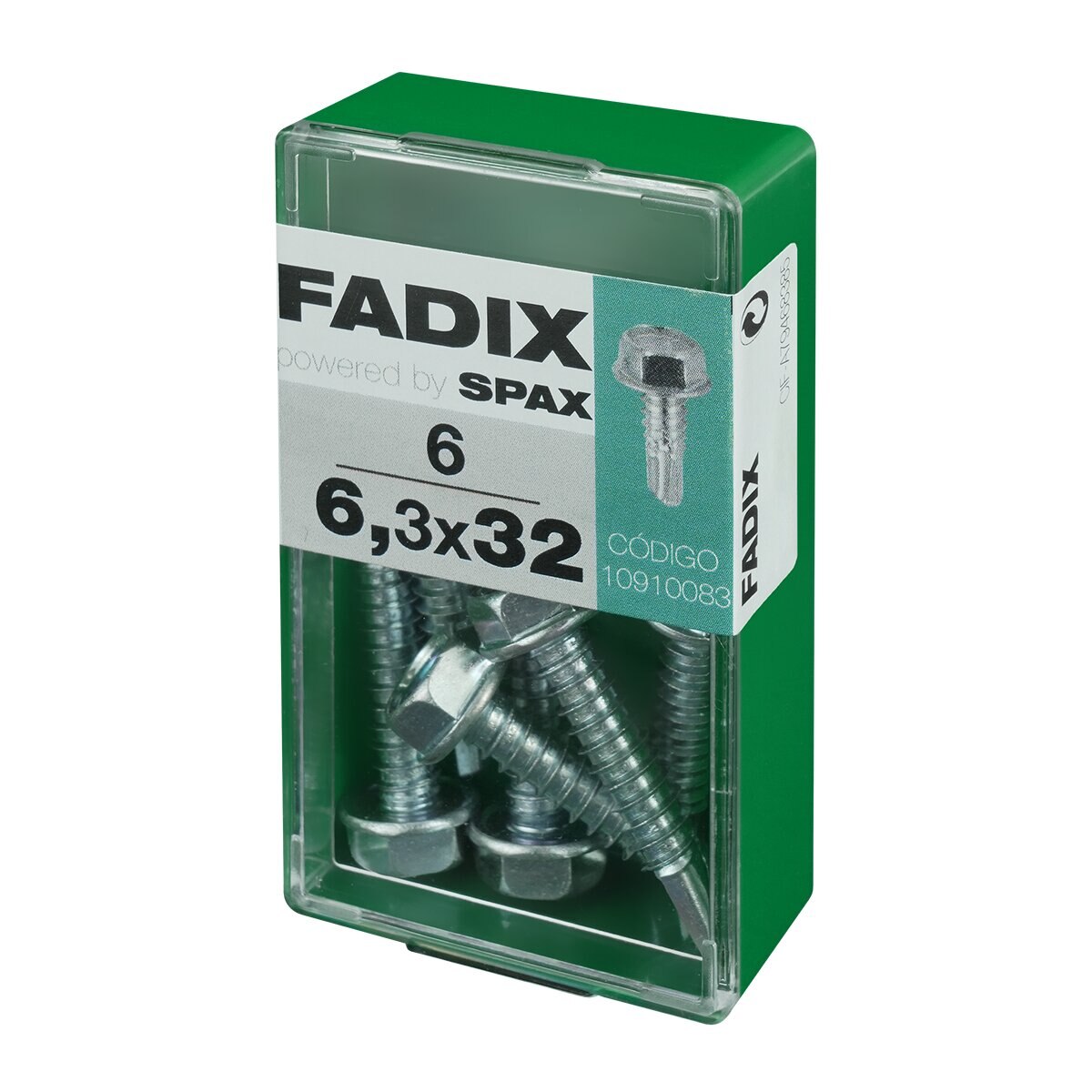 Tornillo Roscachapa Cabeza Hexagonal Ø6,3 x 32 mm - Caja 6 Uds Zincado-2