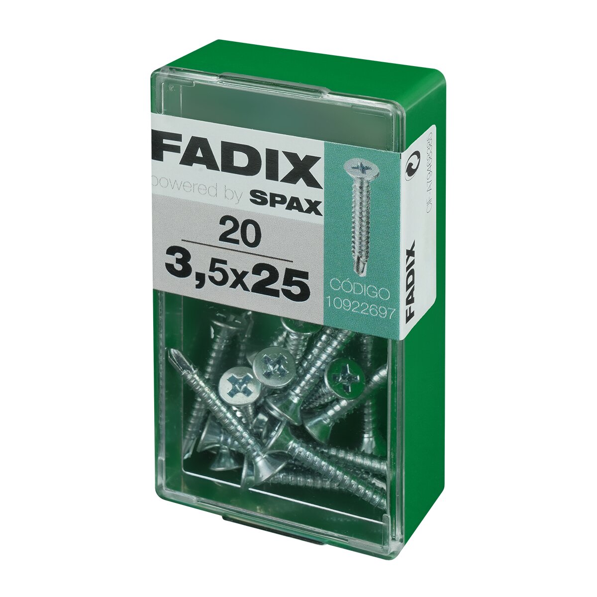 Tornillo Roscachapa Cabeza Plana Ø3,5 x 25 mm - Caja 20 Uds Zincado-2