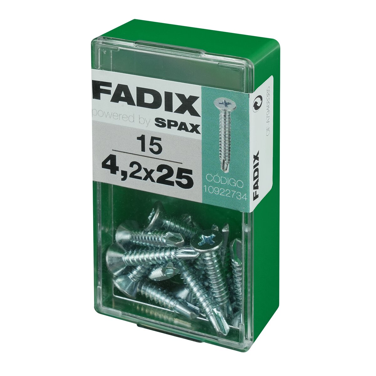 Tornillo Roscachapa Cabeza Plana Ø4,2 x 25 mm - Caja 15 Uds Zincado-2