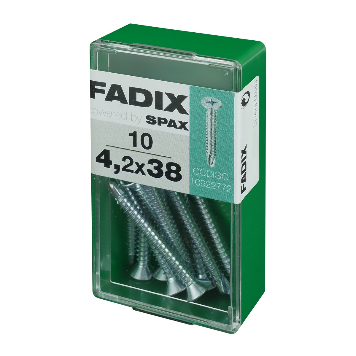 Tornillo Roscachapa Cabeza Plana Ø4,2 x 38 mm - Caja 10 Uds Zincado-2