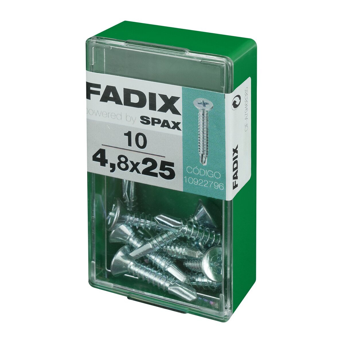 Tornillo Roscachapa Cabeza Plana Ø4,8 x 25 mm - Caja 10 Uds Zincado-2