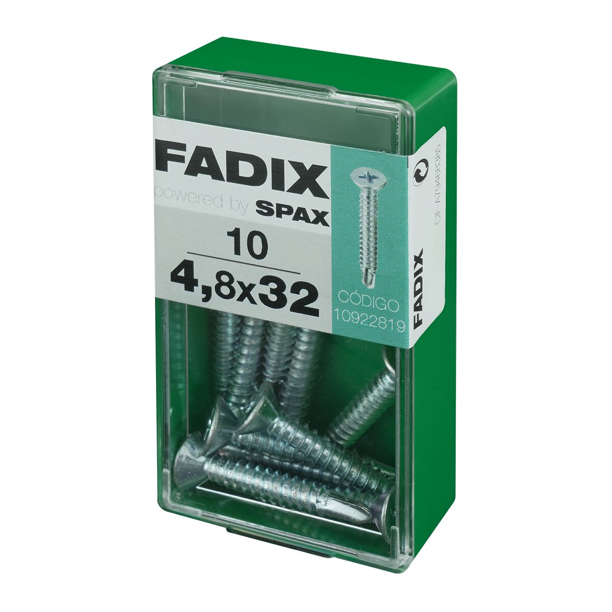 Tornillo Roscachapa Cabeza Plana Ø4,8 x 32 mm - Caja 10 Uds Zincado-2