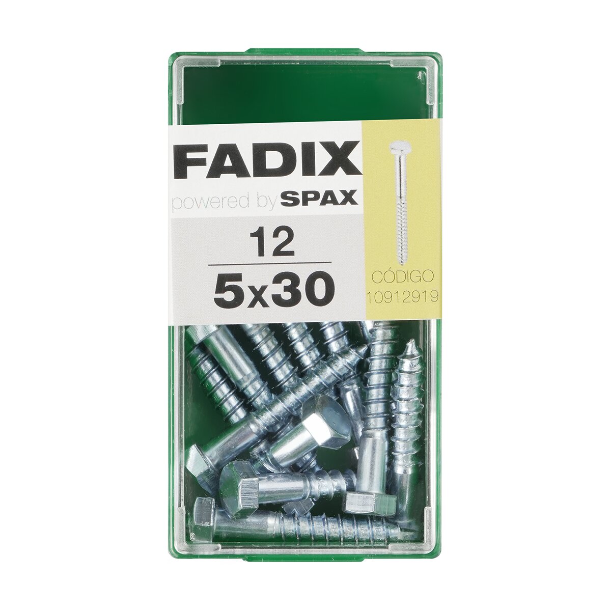 Imagen 0 de Tornillo DIN 571 Cabeza Hexagonal y Rosca para Madera y Aglomerado Ø5 x 30 mm - Caja 12 Uds