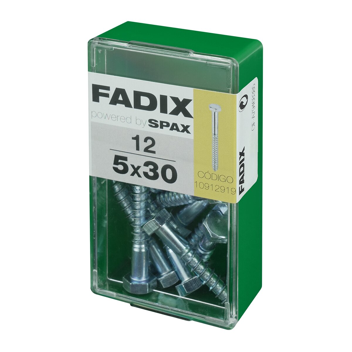 Tornillo DIN 571 Cabeza Hexagonal y Rosca para Madera y Aglomerado Ø5 x 30 mm - Caja 12 Uds Zincado-2