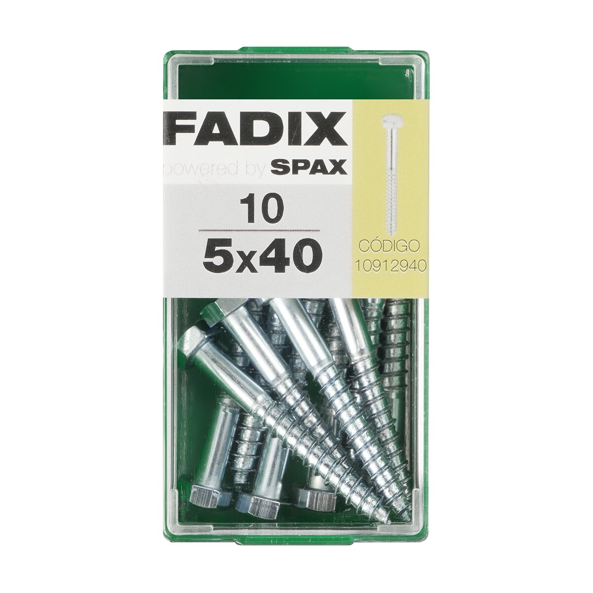 Imagen 0 de Tornillo DIN 571 Cabeza Hexagonal y Rosca para Madera y Aglomerado Ø5 x 40 mm - Caja 10 Uds