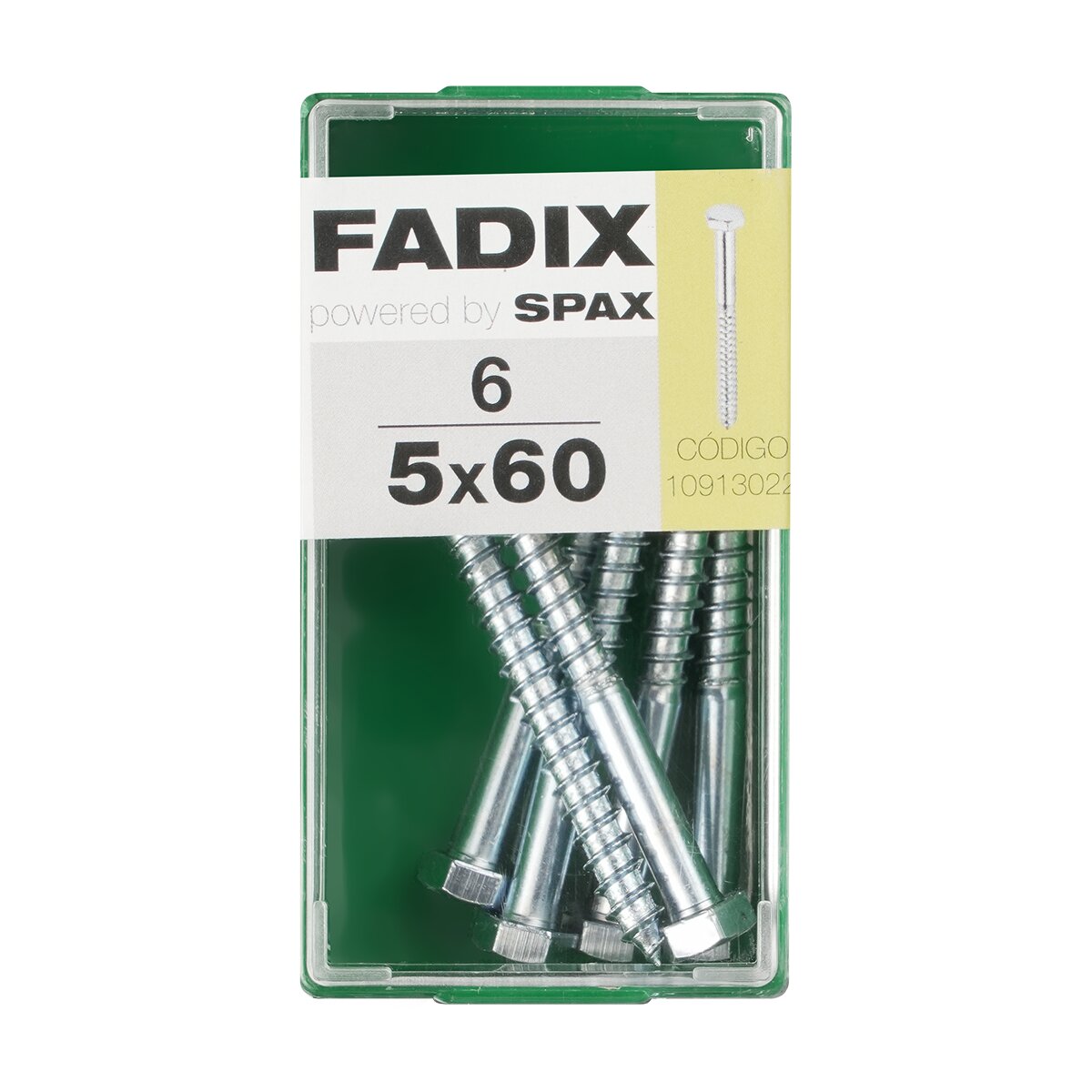 Tornillo DIN 571 Cabeza Hexagonal y Rosca para Madera y Aglomerado Ø5 x 60 mm - Caja 6 Uds Zincado-1