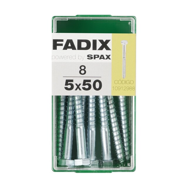 Imagen 0 de Tornillo DIN 571 Cabeza Hexagonal y Rosca para Madera y Aglomerado Ø5 x 50 mm - Caja 8 Uds