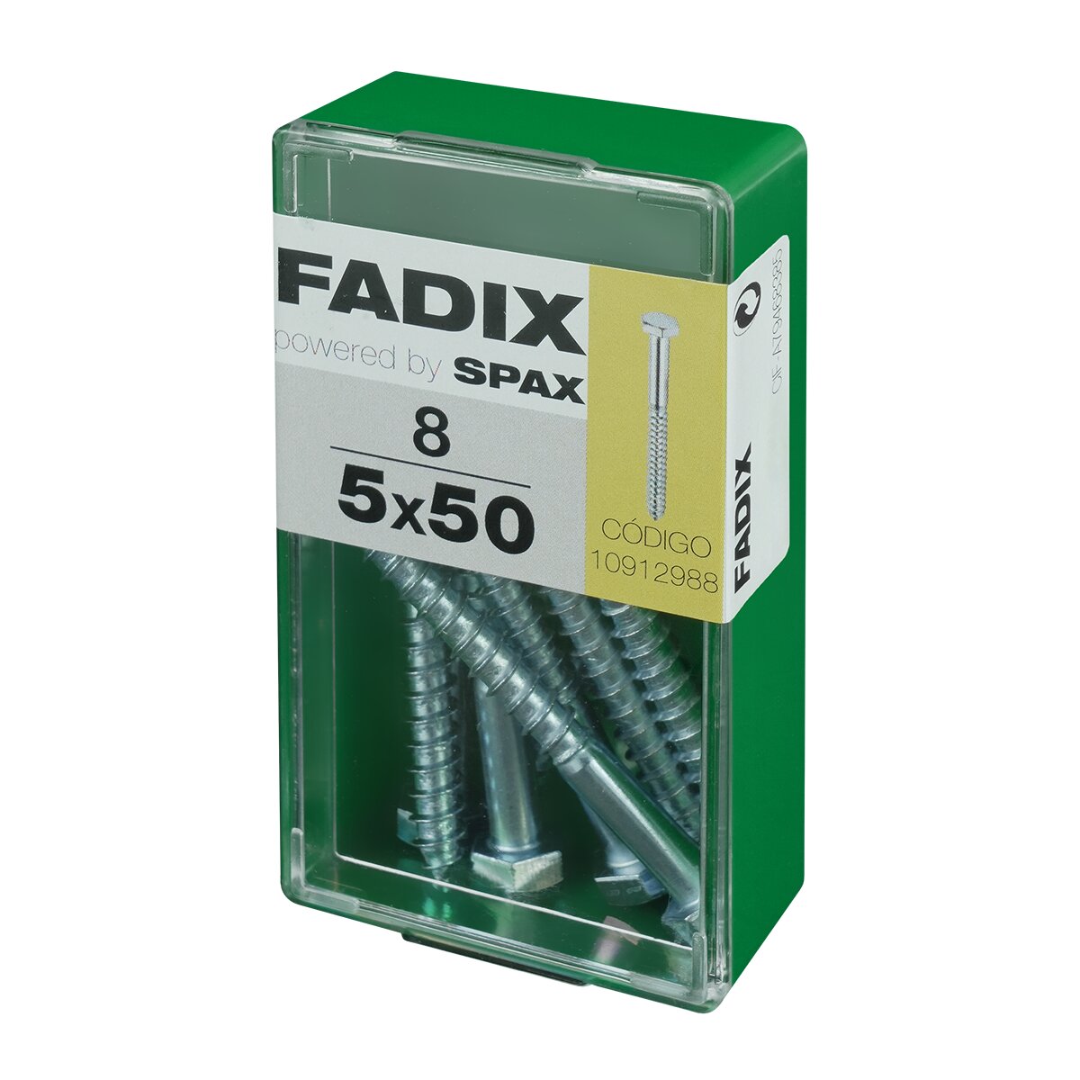 Tornillo DIN 571 Cabeza Hexagonal y Rosca para Madera y Aglomerado Ø5 x 50 mm - Caja 8 Uds Zincado-2