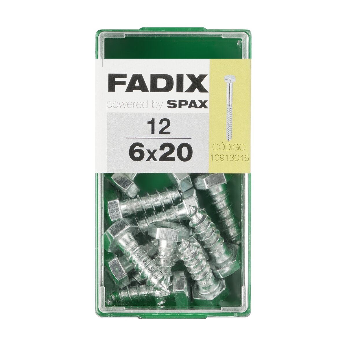 Tornillo DIN 571 Cabeza Hexagonal y Rosca para Madera y Aglomerado Ø6 x 20 mm - Caja 12 Uds Zincado-1