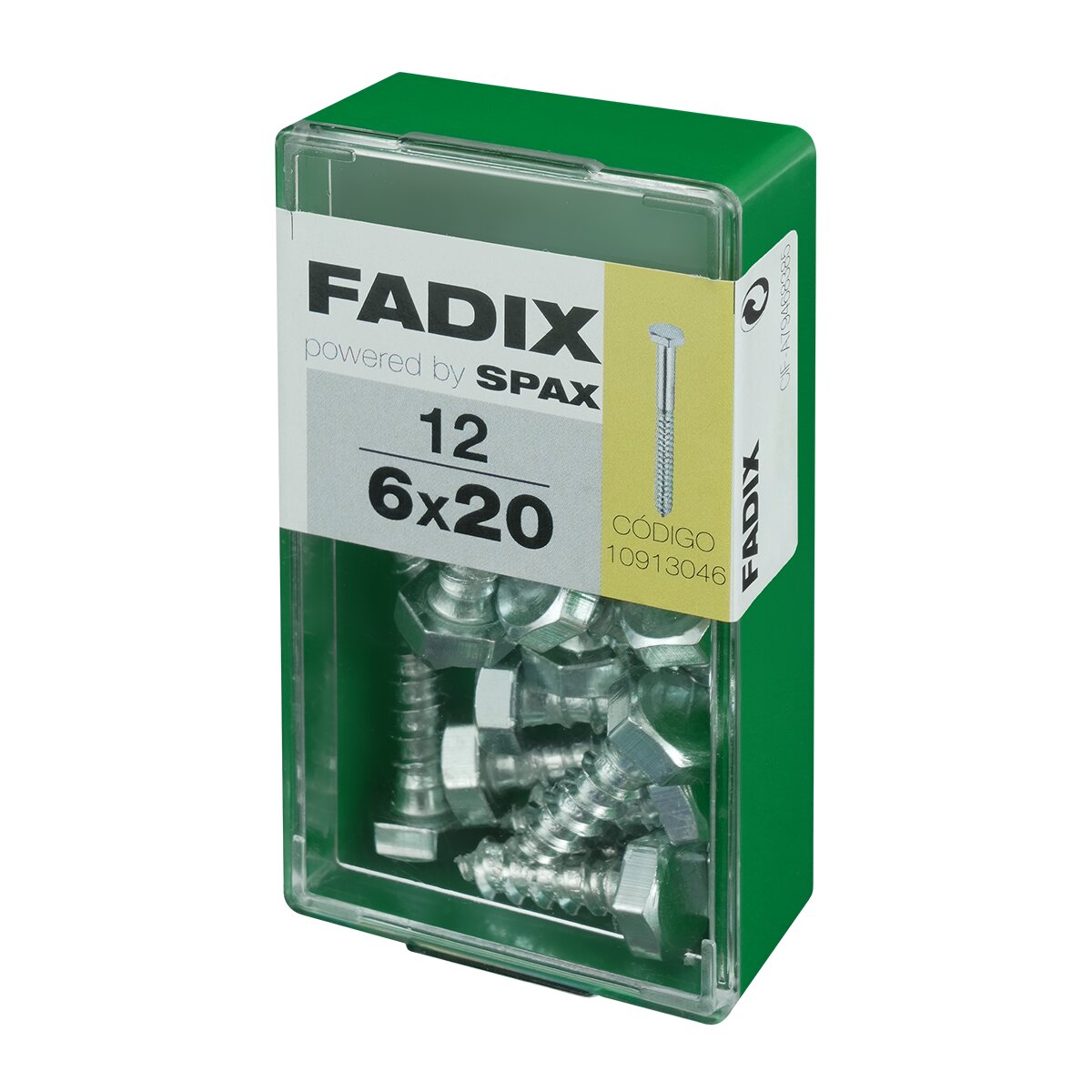 Tornillo DIN 571 Cabeza Hexagonal y Rosca para Madera y Aglomerado Ø6 x 20 mm - Caja 12 Uds Zincado-2