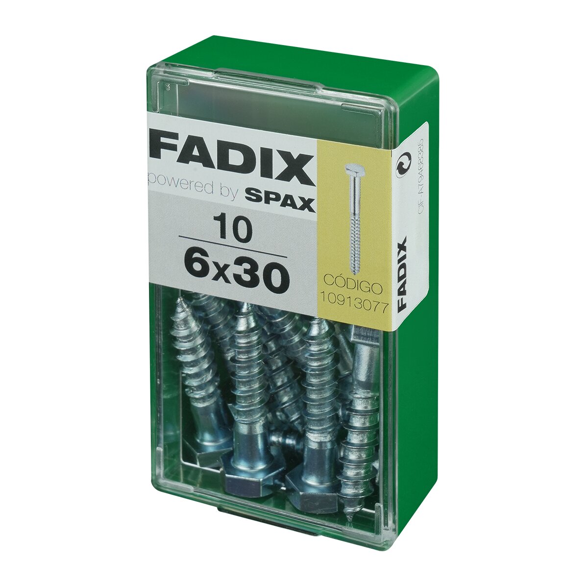 Tornillo DIN 571 Cabeza Hexagonal y Rosca para Madera y Aglomerado Ø6 x 30 mm - Caja 10 Uds Zincado-2