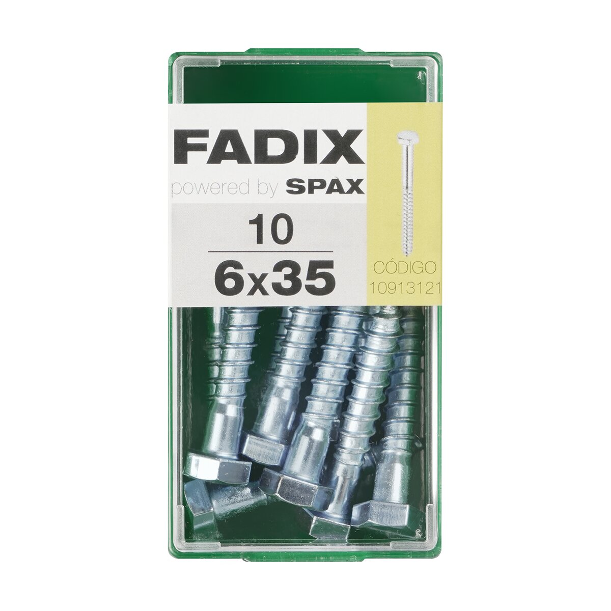 Imagen 0 de Tornillo DIN 571 Cabeza Hexagonal y Rosca para Madera y Aglomerado Ø6 x 35 mm - Caja 10 Uds