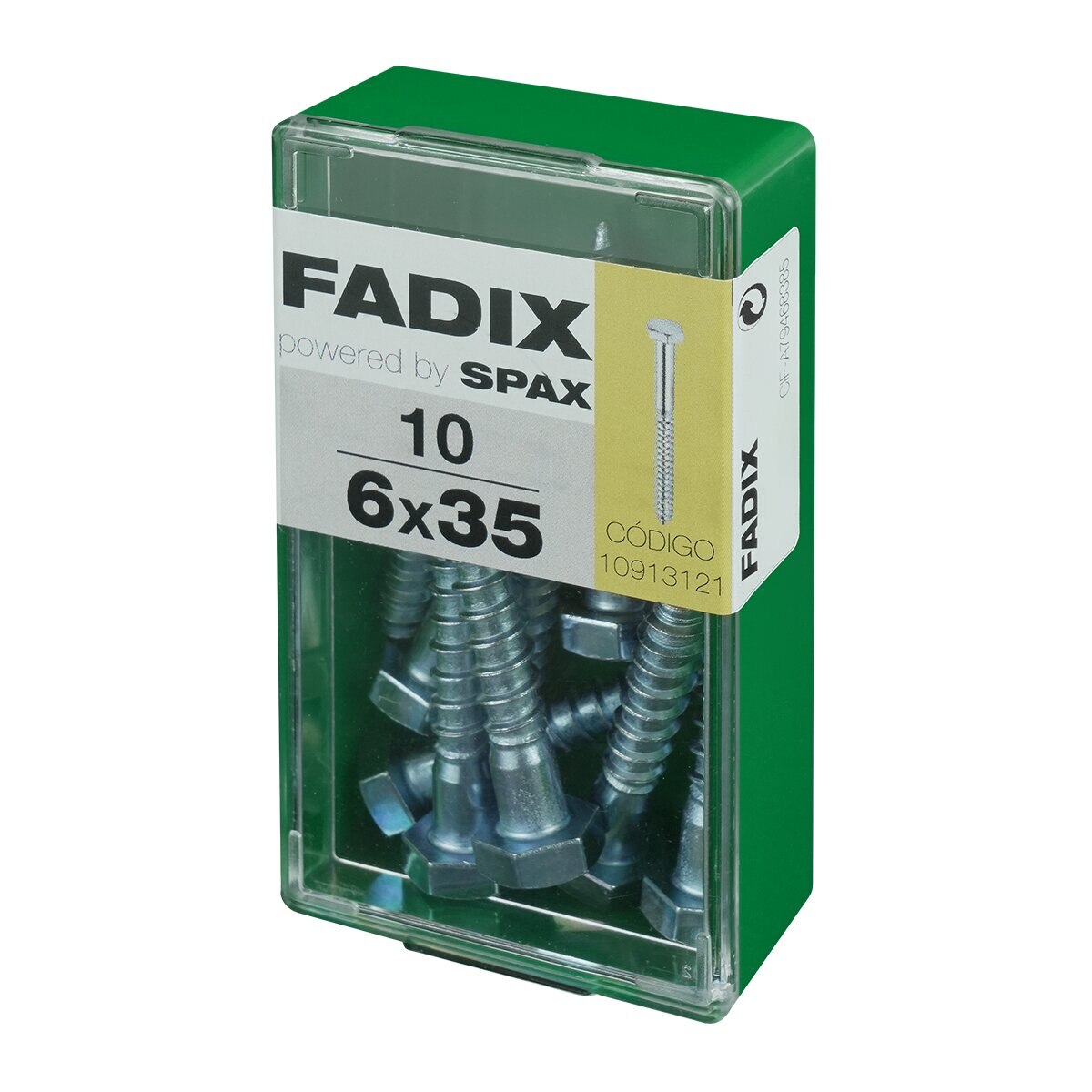 Tornillo DIN 571 Cabeza Hexagonal y Rosca para Madera y Aglomerado Ø6 x 35 mm - Caja 10 Uds Zincado-2