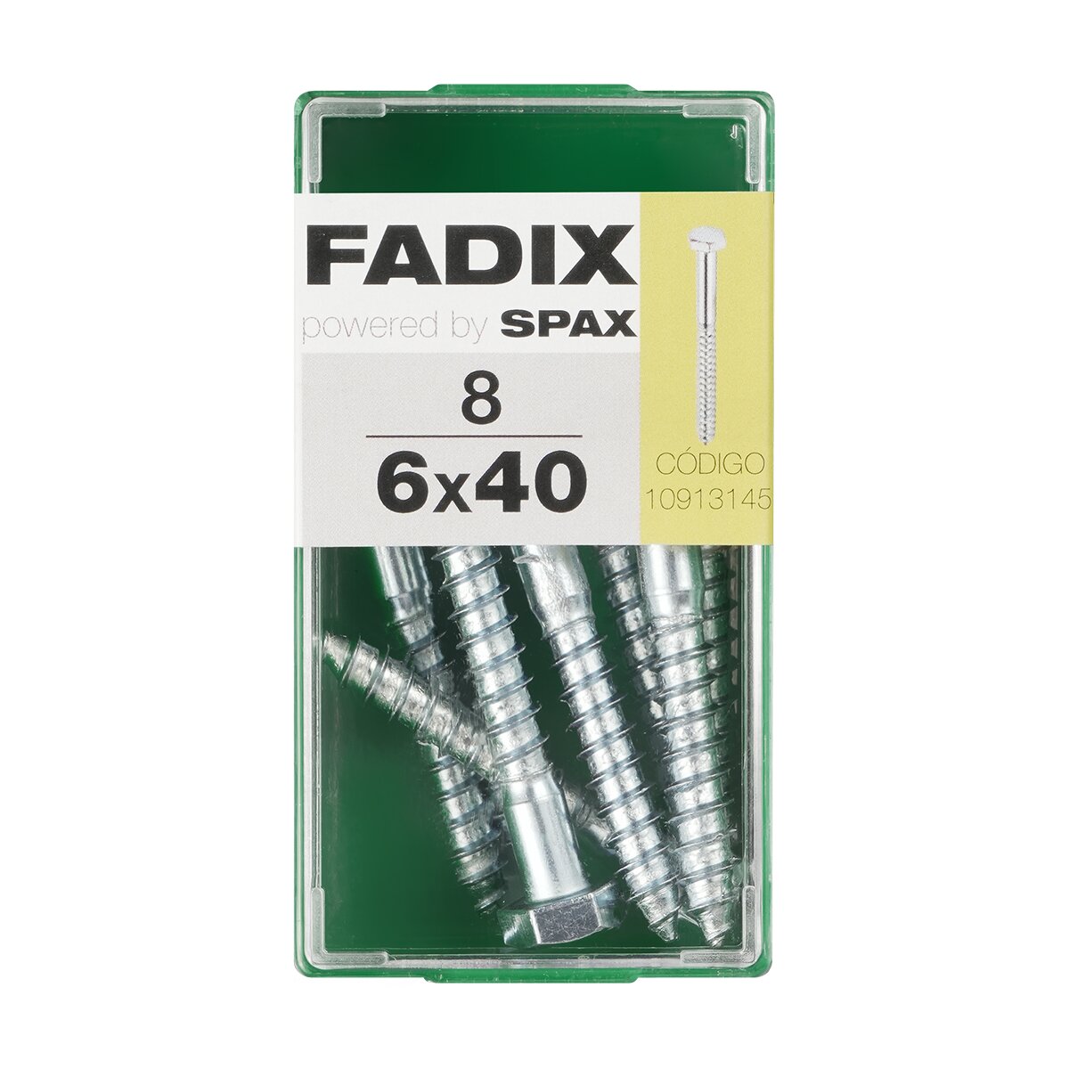 Imagen 0 de Tornillo DIN 571 Cabeza Hexagonal y Rosca para Madera y Aglomerado Ø6 x 40 mm - Caja 8 Uds