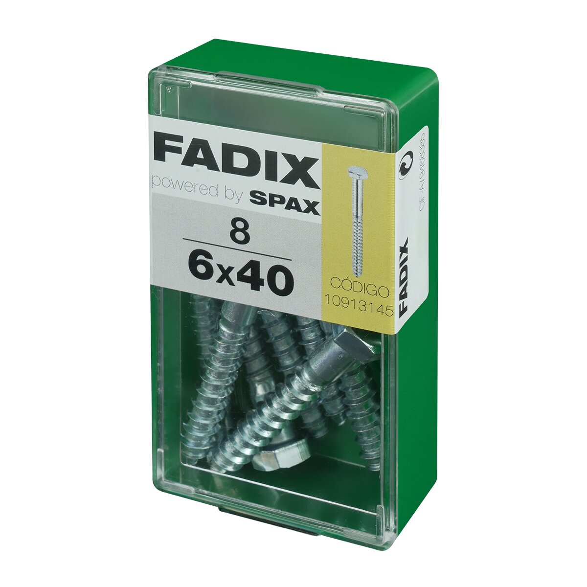 Tornillo DIN 571 Cabeza Hexagonal y Rosca para Madera y Aglomerado Ø6 x 40 mm - Caja 8 Uds Zincado-2