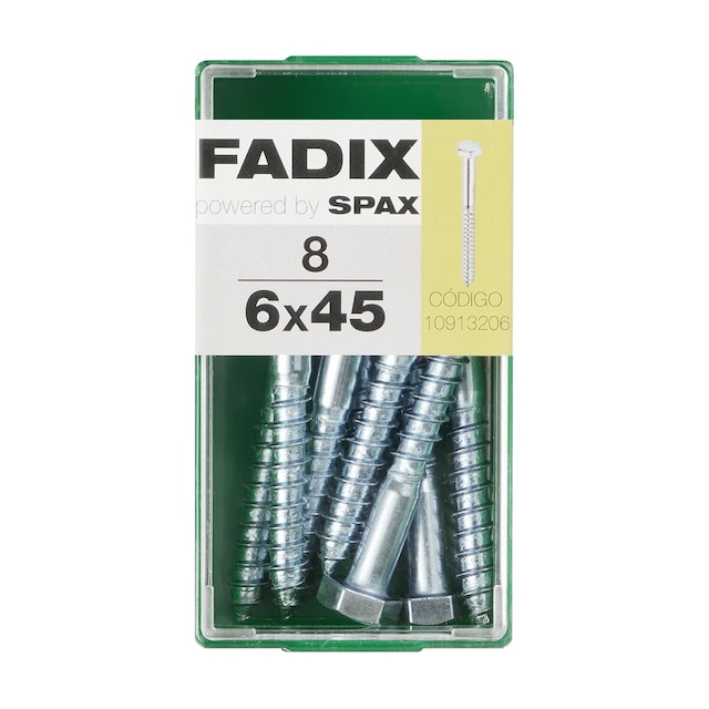 Imagen 0 de Tornillo DIN 571 Cabeza Hexagonal y Rosca para Madera y Aglomerado Ø6 x 45 mm - Caja 8 Uds
