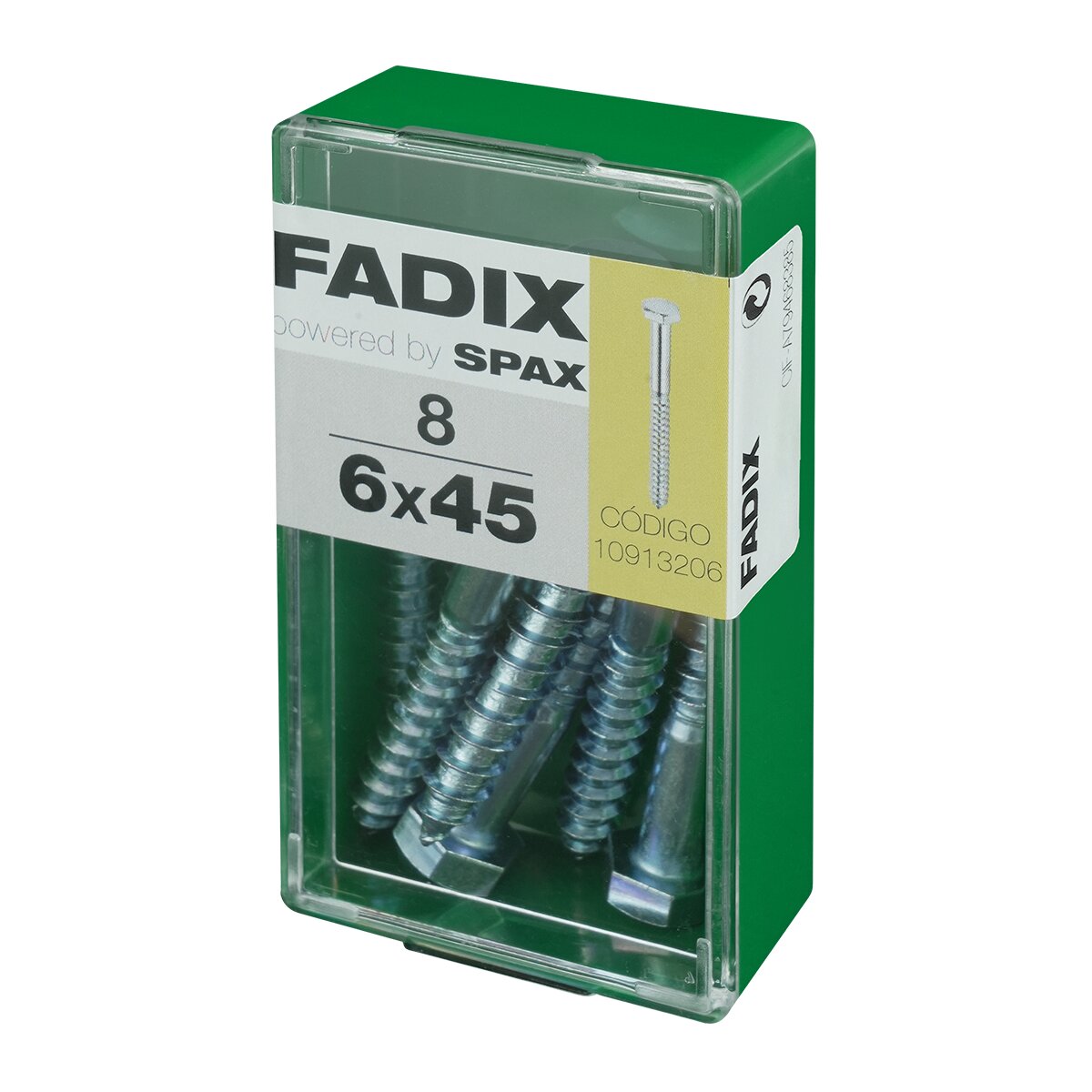 Tornillo DIN 571 Cabeza Hexagonal y Rosca para Madera y Aglomerado Ø6 x 45 mm - Caja 8 Uds Zincado-2
