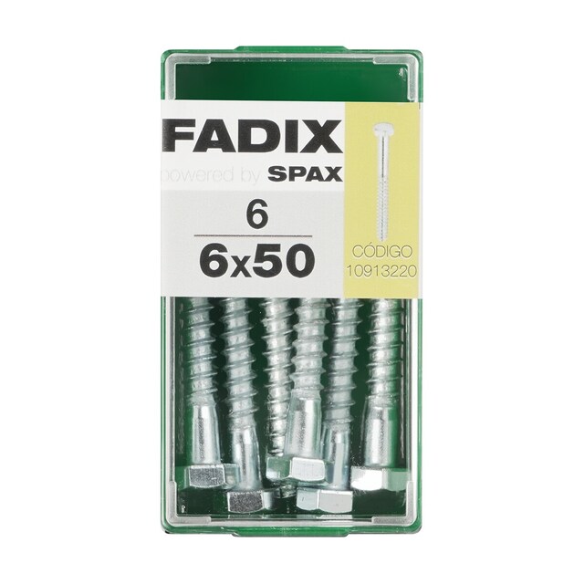 Imagen 0 de Tornillo DIN 571 Cabeza Hexagonal y Rosca para Madera y Aglomerado Ø6 x 50 mm - Caja 6 Uds