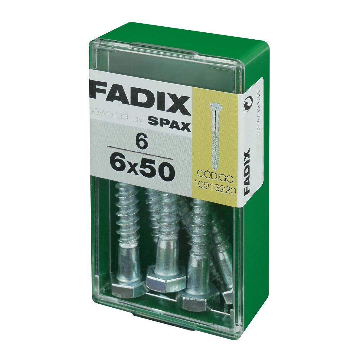 Tornillo DIN 571 Cabeza Hexagonal y Rosca para Madera y Aglomerado Ø6 x 50 mm - Caja 6 Uds Zincado-2
