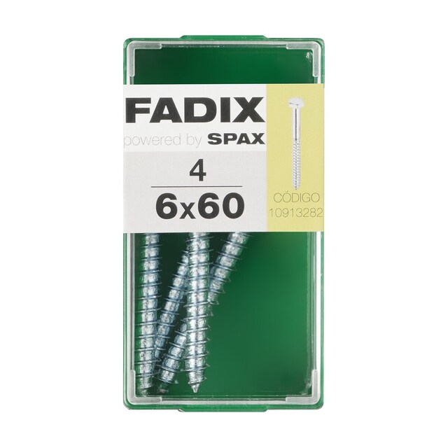 Imagen 0 de Tornillo DIN 571 Cabeza Hexagonal y Rosca para Madera y Aglomerado Ø6 x 60 mm - Caja 4 Uds