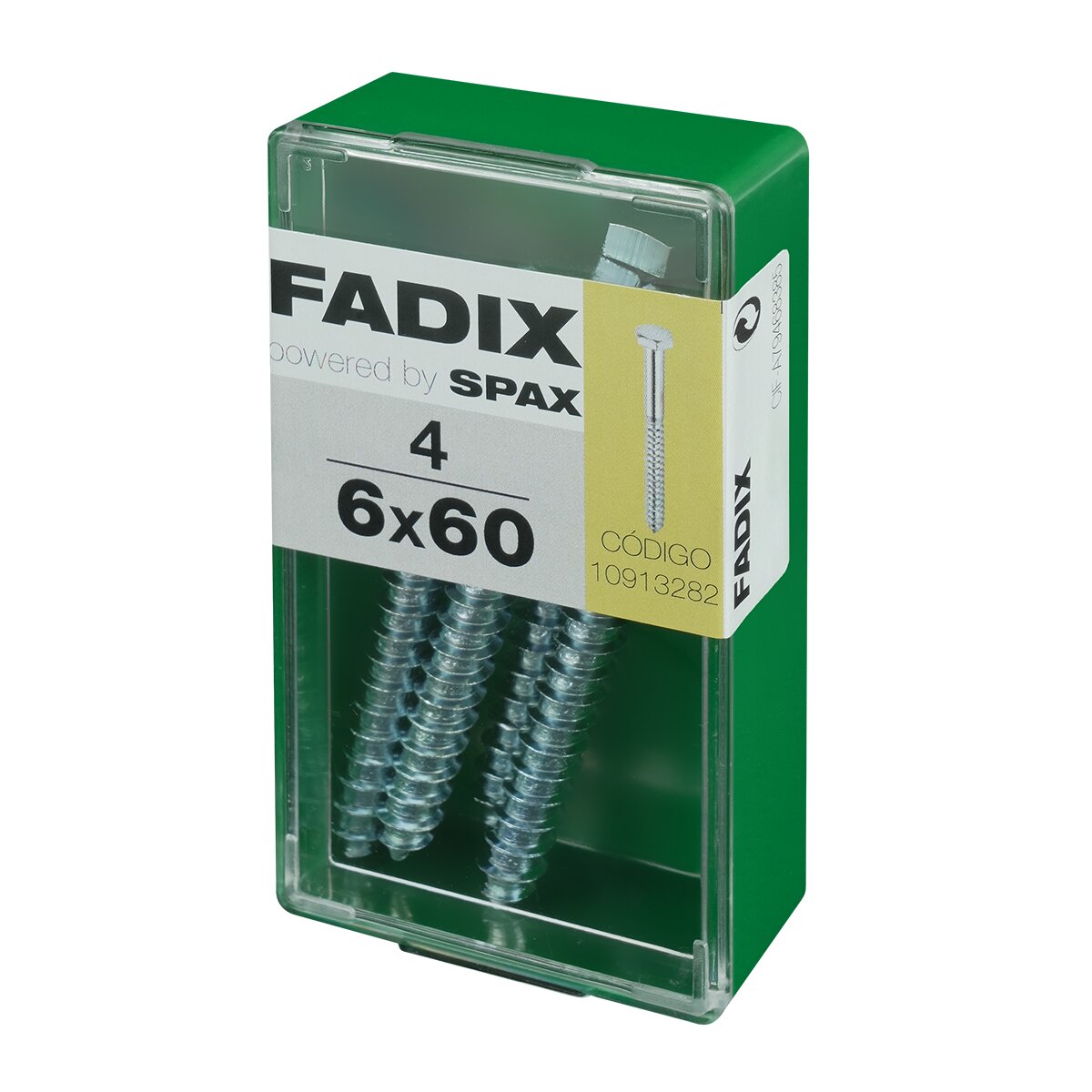 Tornillo DIN 571 Cabeza Hexagonal y Rosca para Madera y Aglomerado Ø6 x 60 mm - Caja 4 Uds Zincado-2