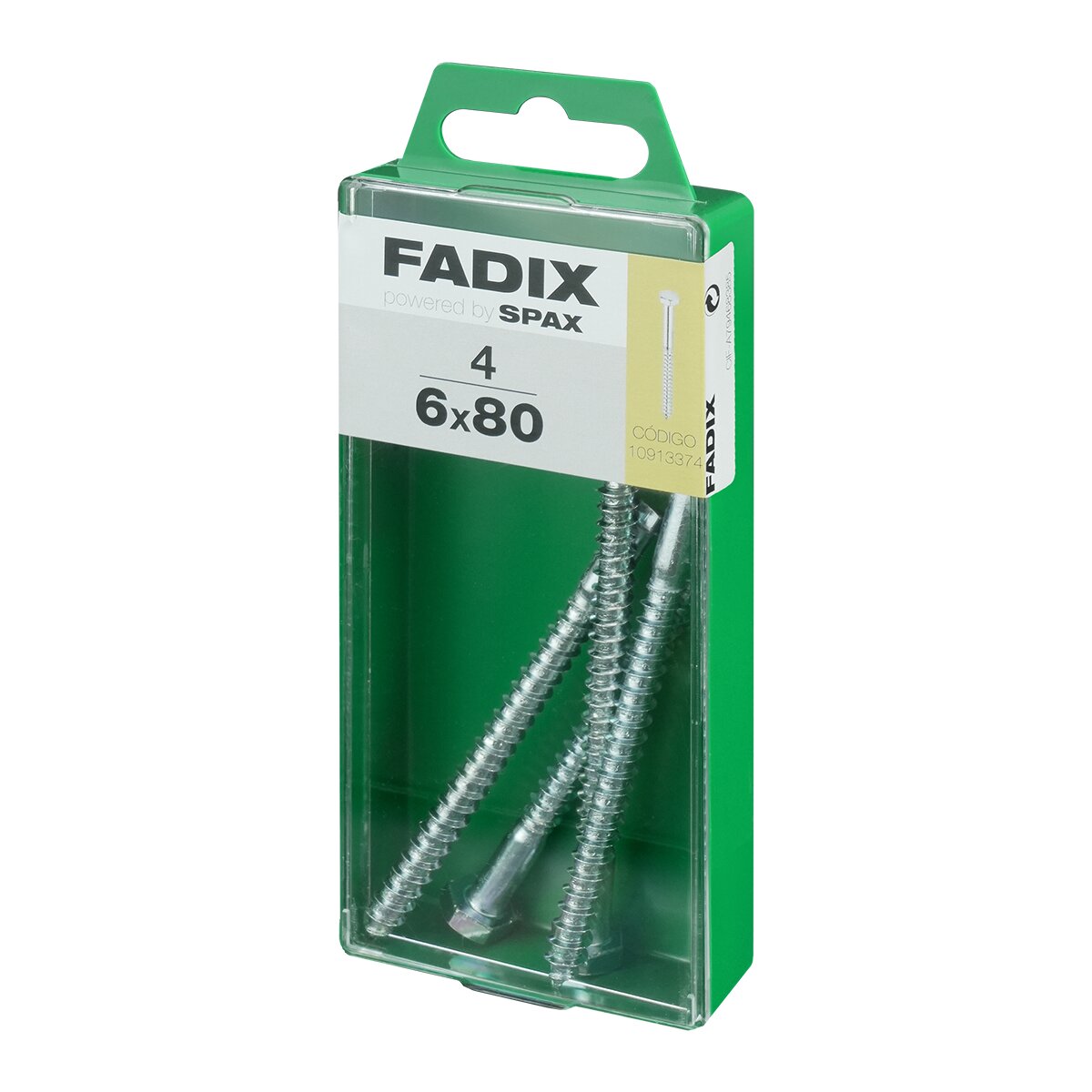 Tornillo DIN 571 Cabeza Hexagonal y Rosca para Madera y Aglomerado Ø6 x 80 mm - Caja 4 Uds Zincado-2