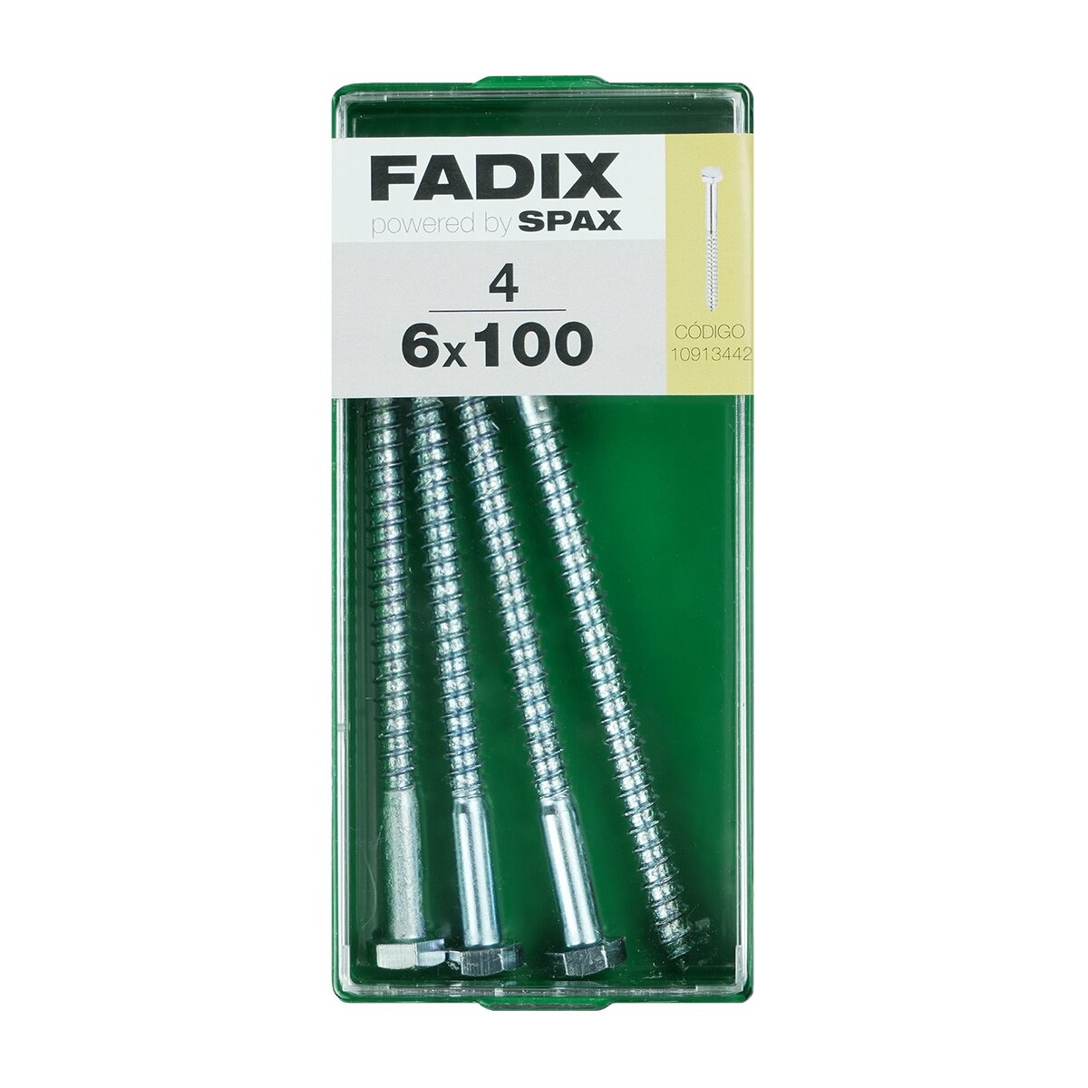 Imagen 0 de Tornillo DIN 571 Cabeza Hexagonal y Rosca para Madera y Aglomerado Ø6 x 100 mm - Caja 4 Uds