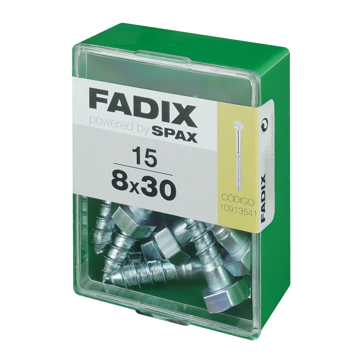 Tornillo DIN 571 Cabeza Hexagonal y Rosca para Madera y Aglomerado Ø8 x 30 mm - Caja 15 Uds Zincado-2